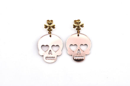 Rose Gold Skull Earrings