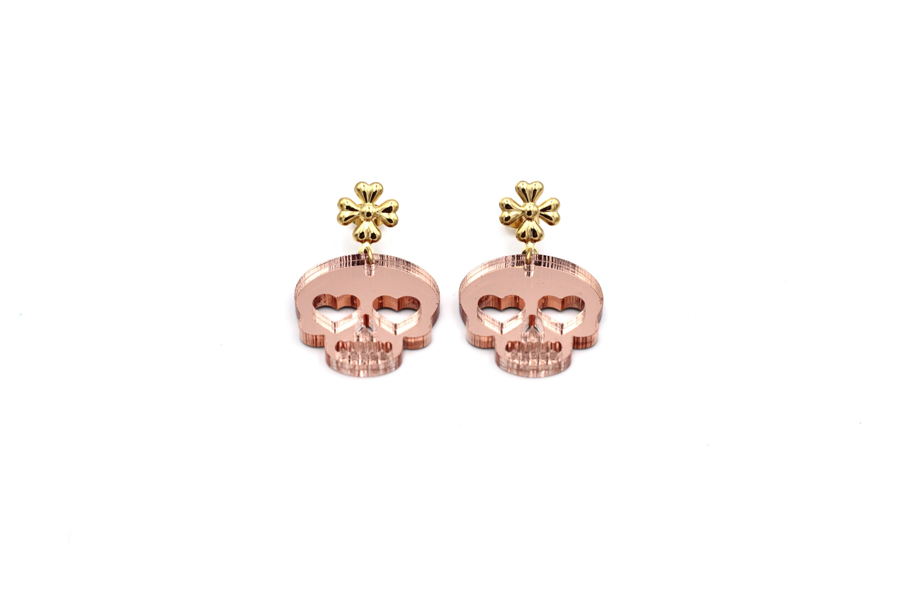 Rose Gold Skull Earrings