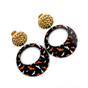 Black Round Bat Earrings