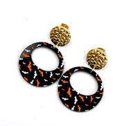 Black Round Bat Earrings