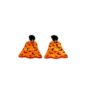 Orange Bat Ghost Earrings