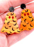 Orange Bat Ghost Earrings
