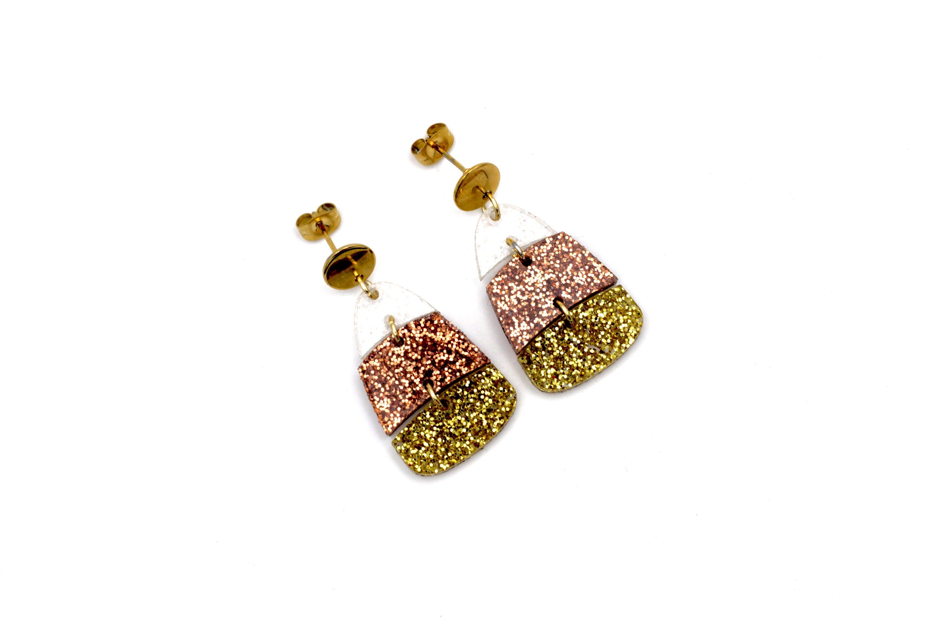 Glitter Candy Corn Earrings