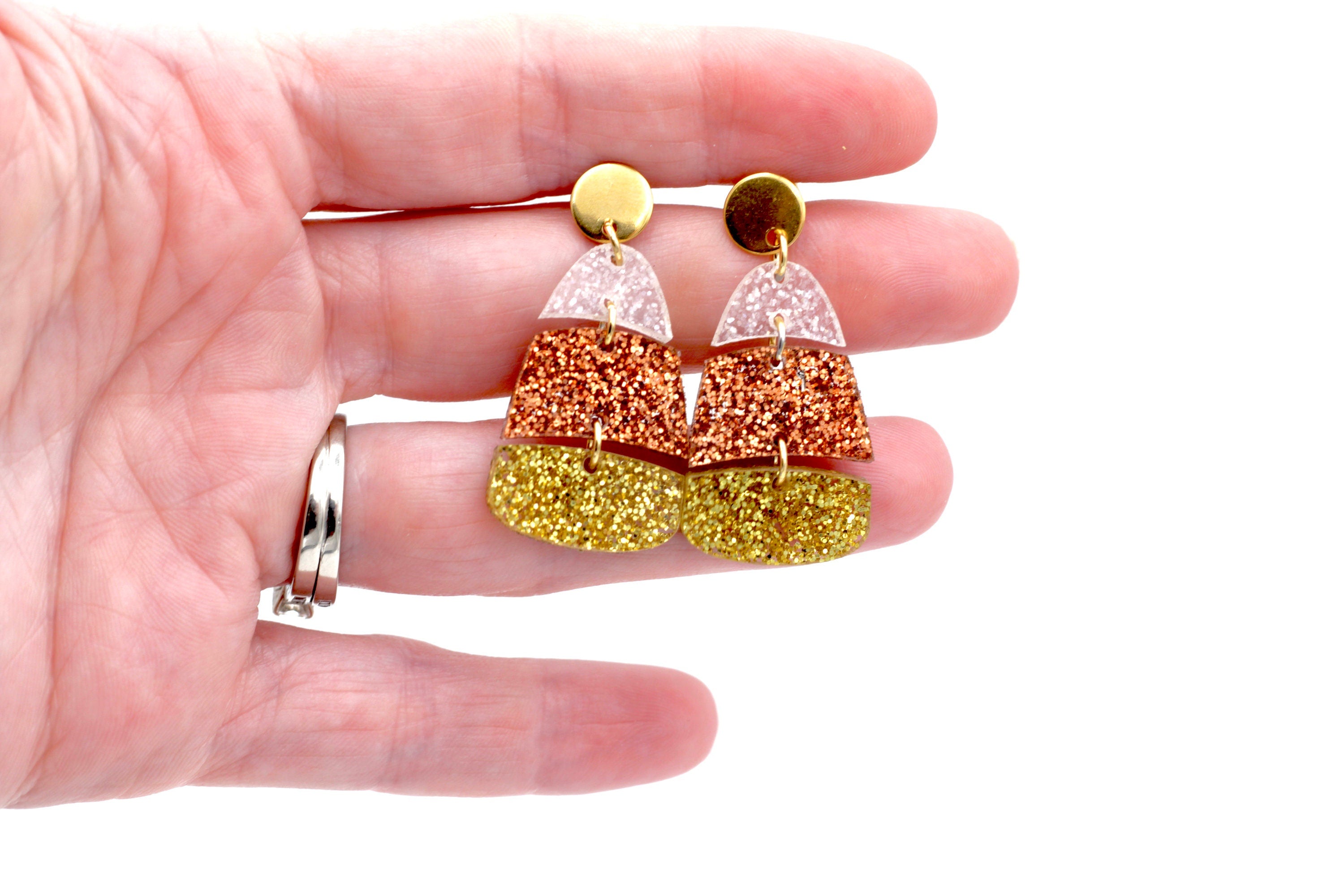 Glitter Candy Corn Earrings