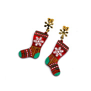 Red Christmas Stocking Earrings