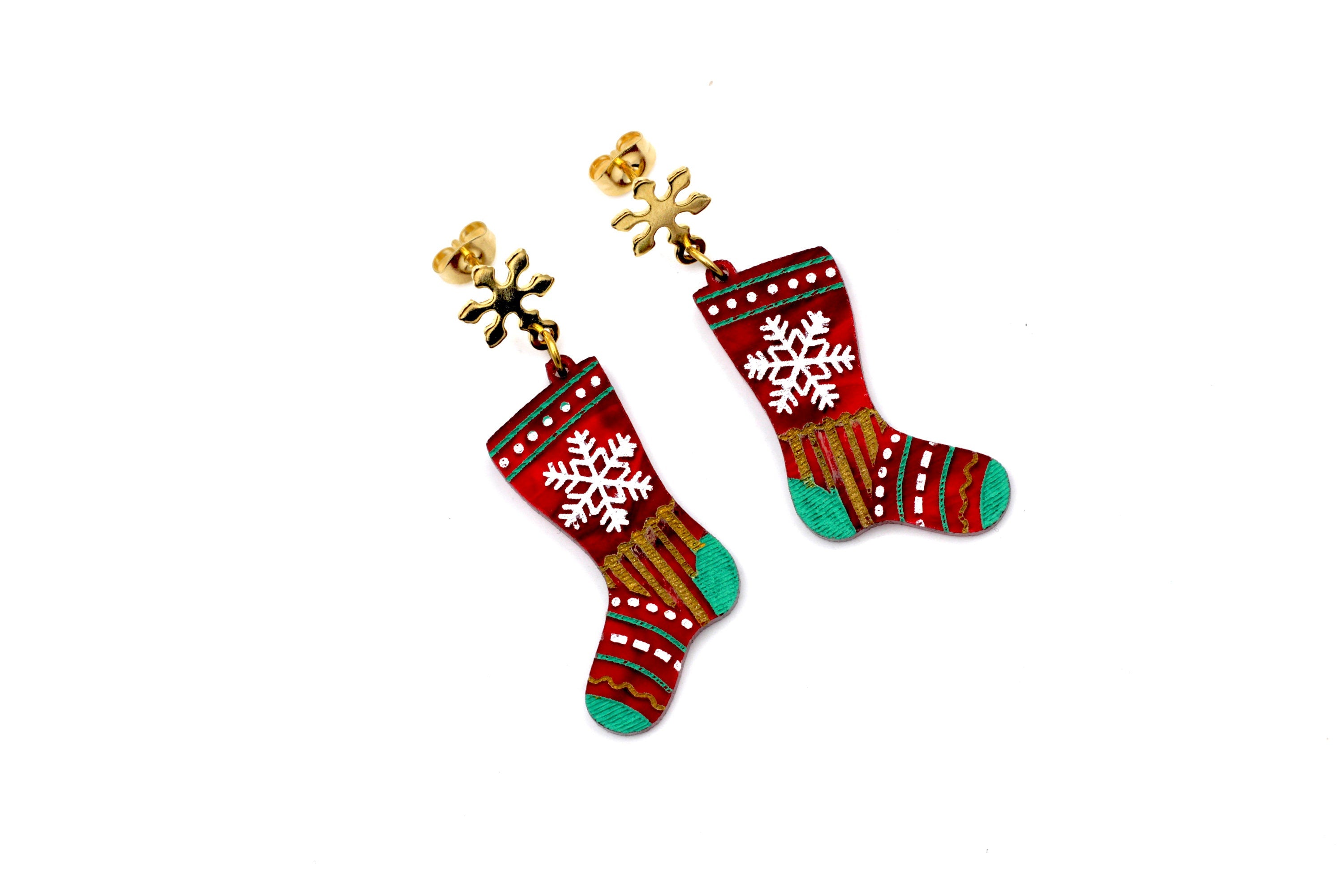 Red Christmas Stocking Earrings