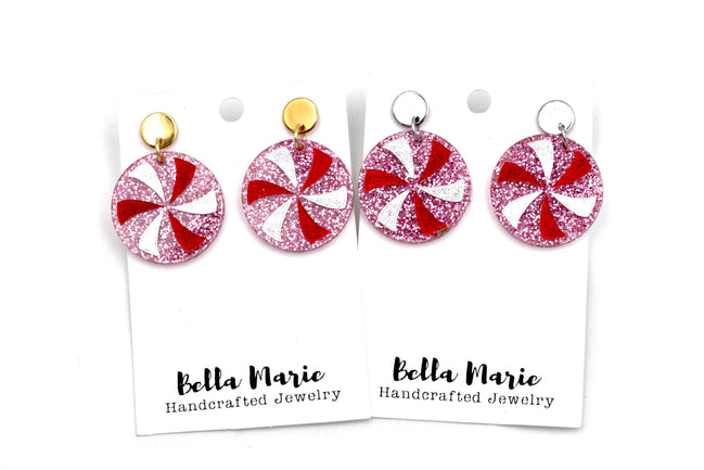 Pink Peppermint Candy Earrings