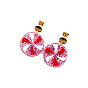 Pink Peppermint Candy Earrings