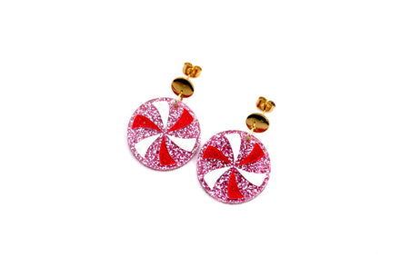 Pink Peppermint Candy Earrings
