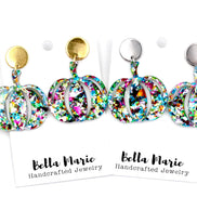 Colorful Glitter Pumpkin Earrings