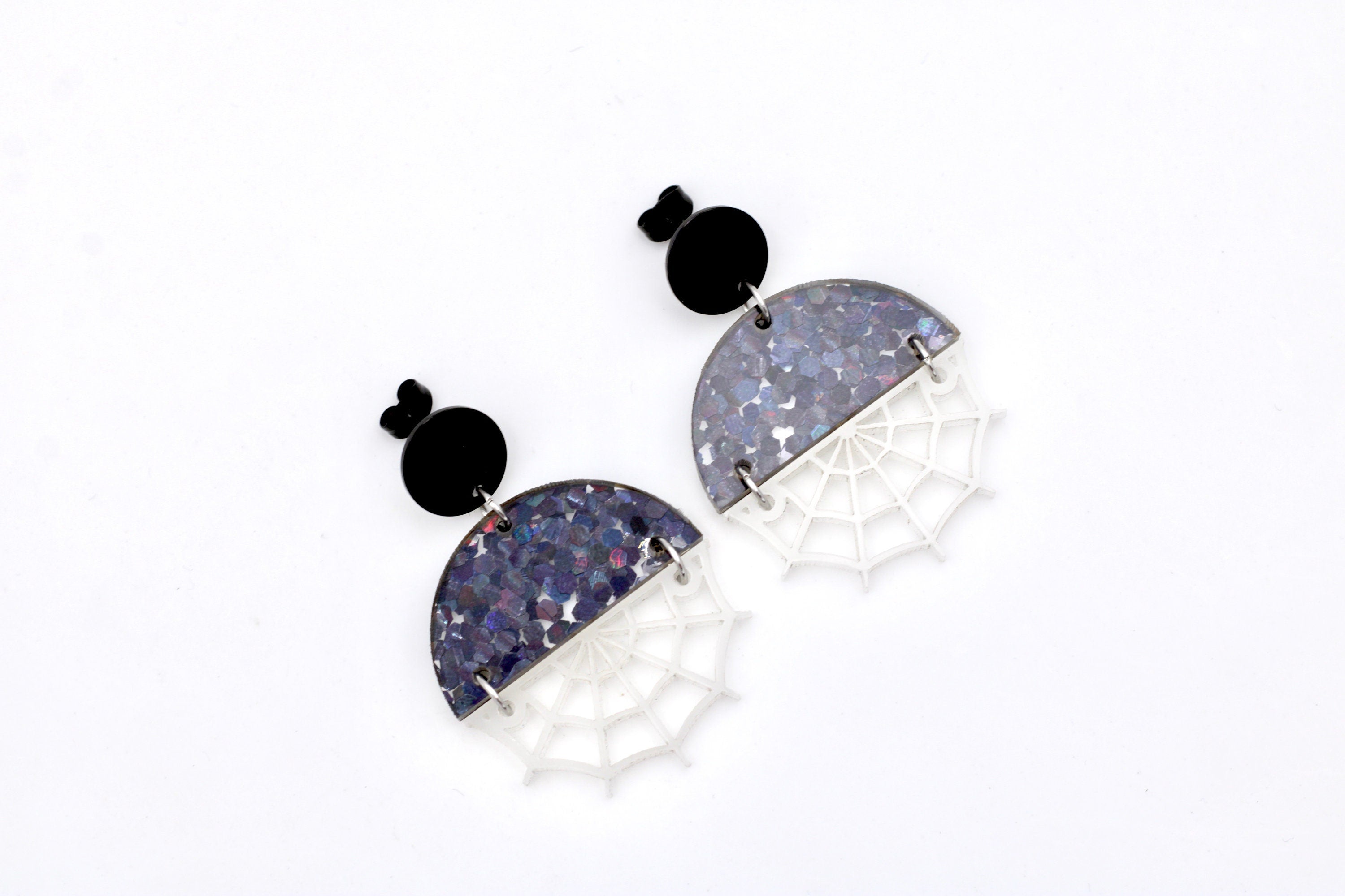 Glow in the Dark Spider Web Earrings