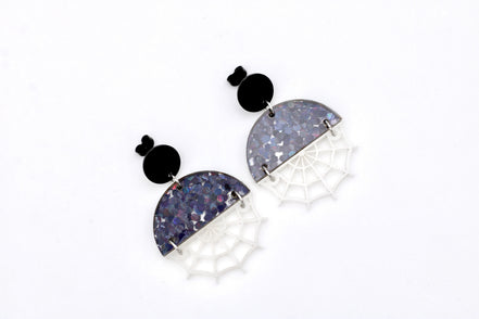 Glow in the Dark Spider Web Earrings