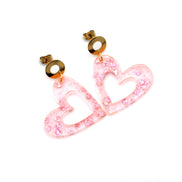 Pink Glitter Heart Earrings