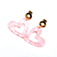 Pink Glitter Heart Earrings