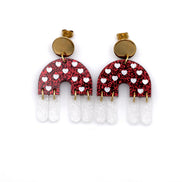 Glitter Heart Fringe Earrings