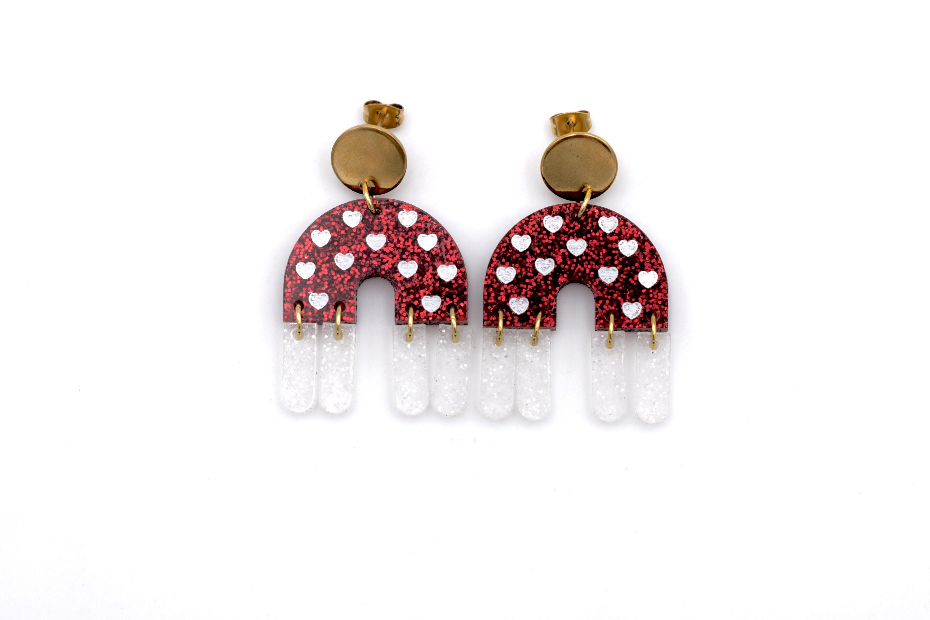 Glitter Heart Fringe Earrings