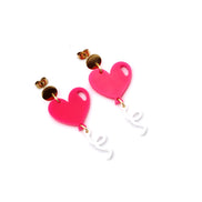 Hot Pink Heart Balloon Earrings