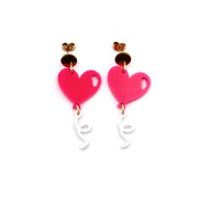 Hot Pink Heart Balloon Earrings