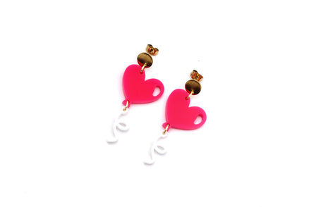 Hot Pink Heart Balloon Earrings