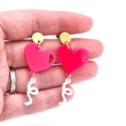Hot Pink Heart Balloon Earrings