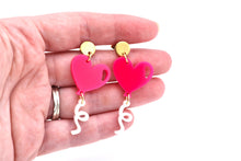 Load image into Gallery viewer, Hot Pink Heart Balloon Earrings
