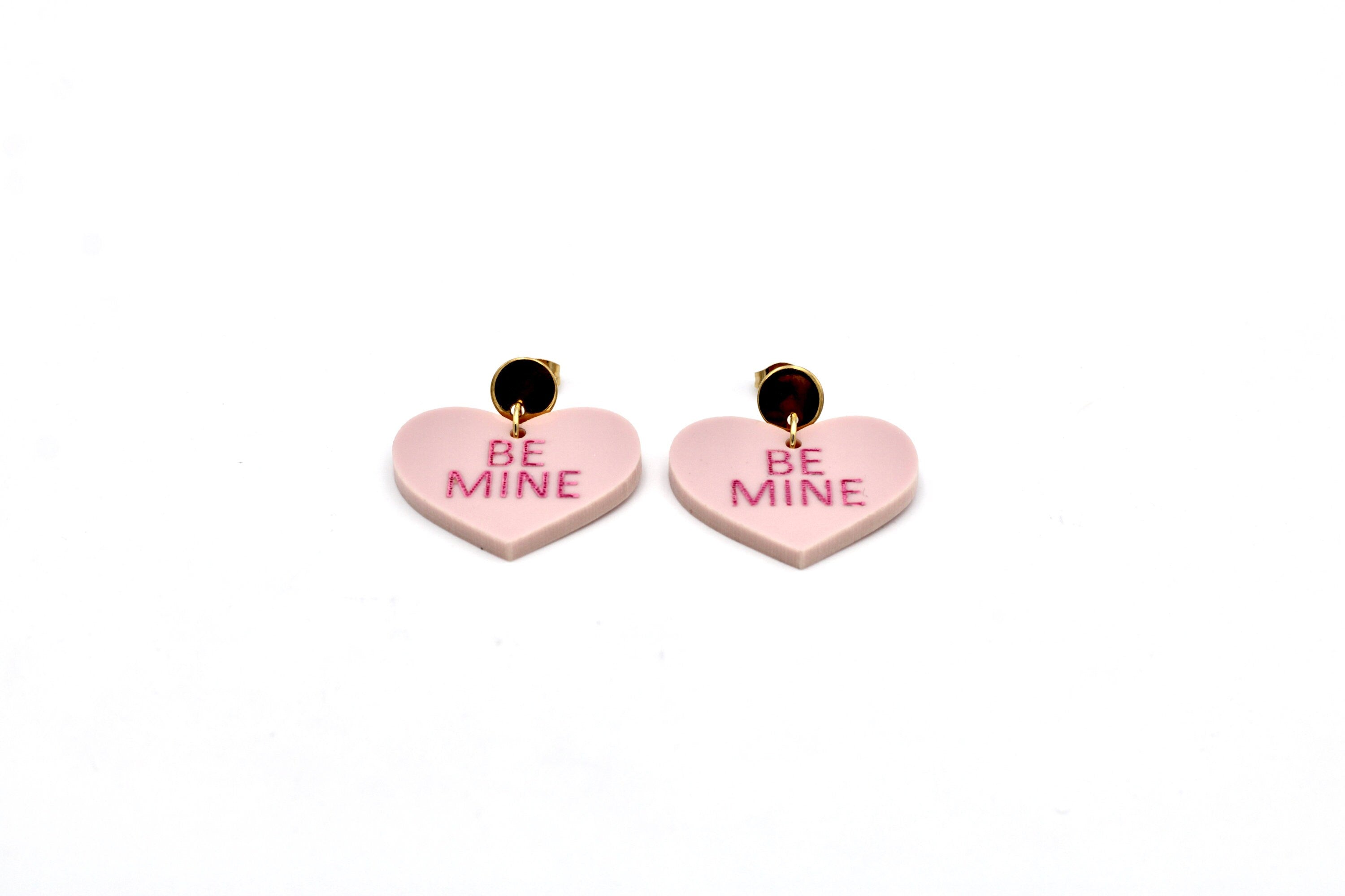 Pink Be Mine Heart Earrings