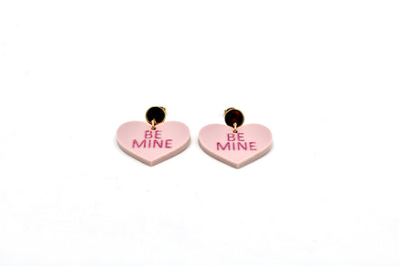 Pink Be Mine Heart Earrings