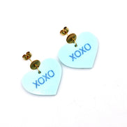 Blue XOXO Heart Earrings