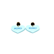 Blue XOXO Heart Earrings