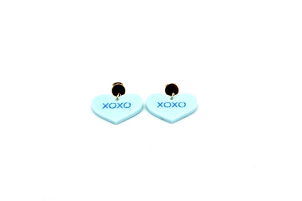Blue XOXO Heart Earrings