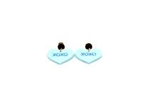 Load image into Gallery viewer, Blue XOXO Heart Earrings
