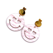 Light Pink Smiley Face Earrings
