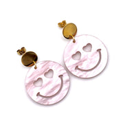 Light Pink Smiley Face Earrings