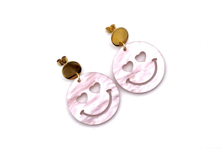 Light Pink Smiley Face Earrings