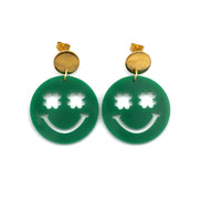 Clover Smiley Face Earrings