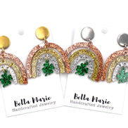 Clover Glitter Rainbow Earrings