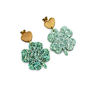 Glitter Clover Earrings