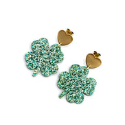 Glitter Clover Earrings