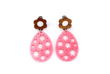 Load image into Gallery viewer, Pink Floral Egg Earrings
