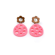 Pink Floral Egg Earrings