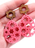 Pink Floral Egg Earrings
