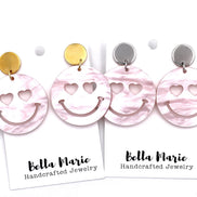 Light Pink Smiley Face Earrings