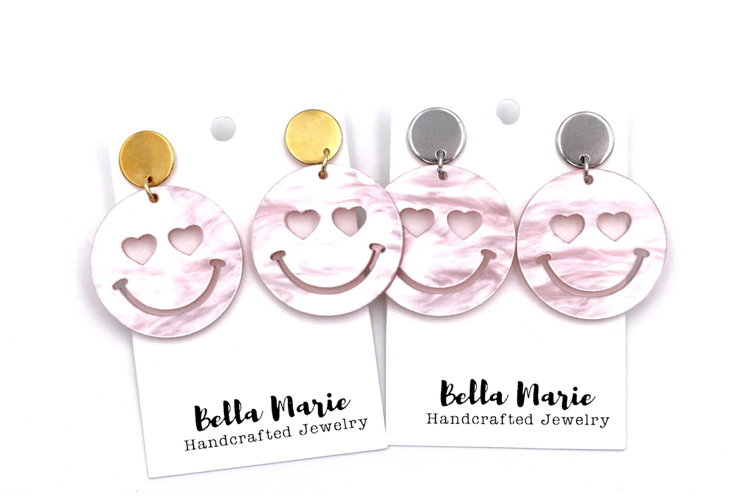 Light Pink Smiley Face Earrings