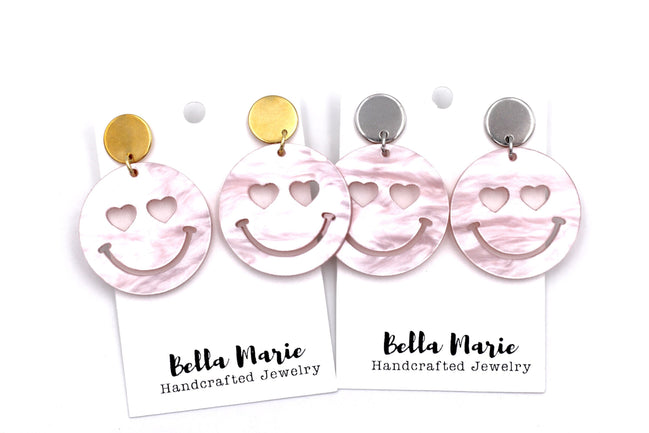 Light Pink Smiley Face Earrings