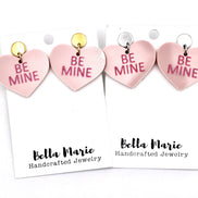 Pink Be Mine Heart Earrings