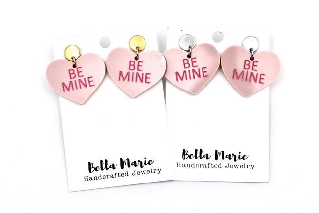 Pink Be Mine Heart Earrings