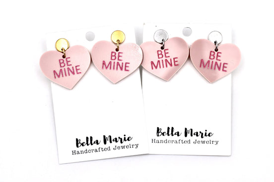 Pink Be Mine Heart Earrings