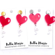 Hot Pink Heart Balloon Earrings
