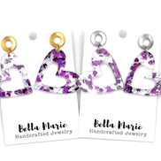 Purple Glitter Heart Earrings