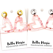 Pink Glitter Heart Earrings